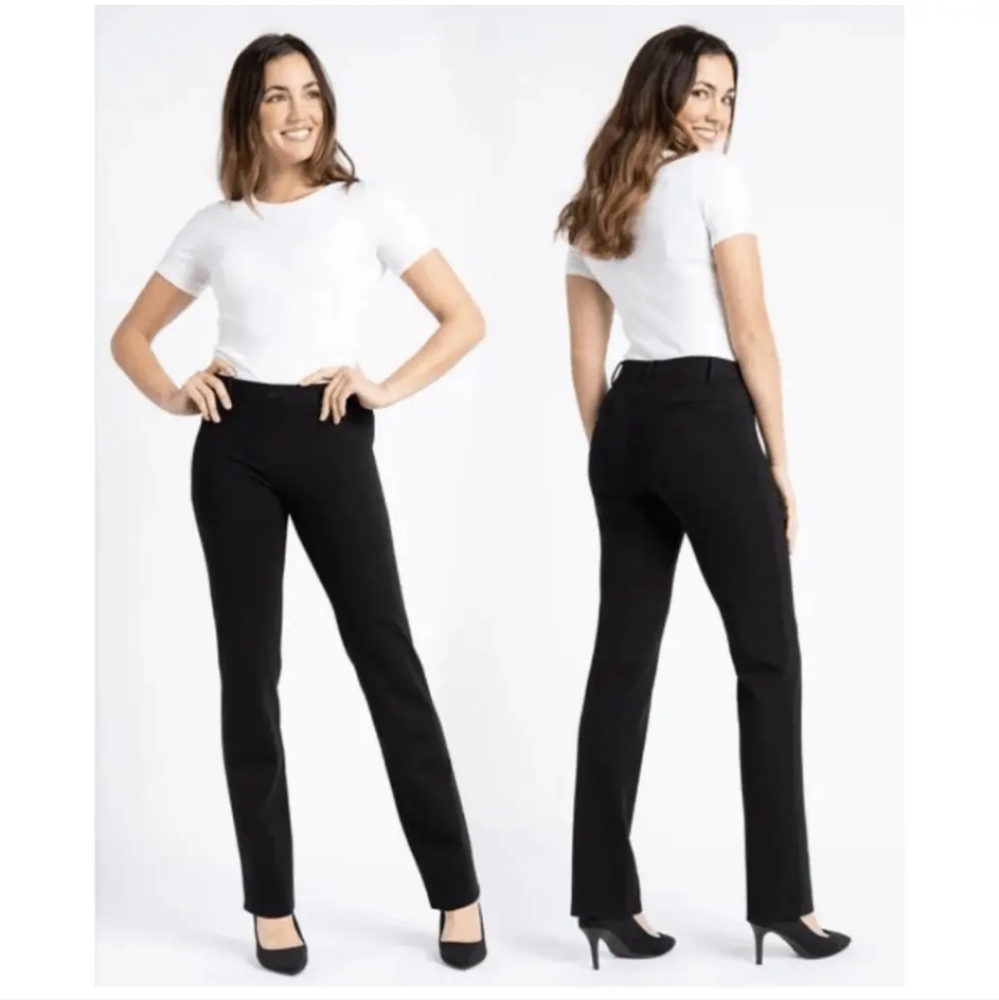 Betabrand Black Stretch Straight Leg Yoga Moto Pants Women Size Small Petite